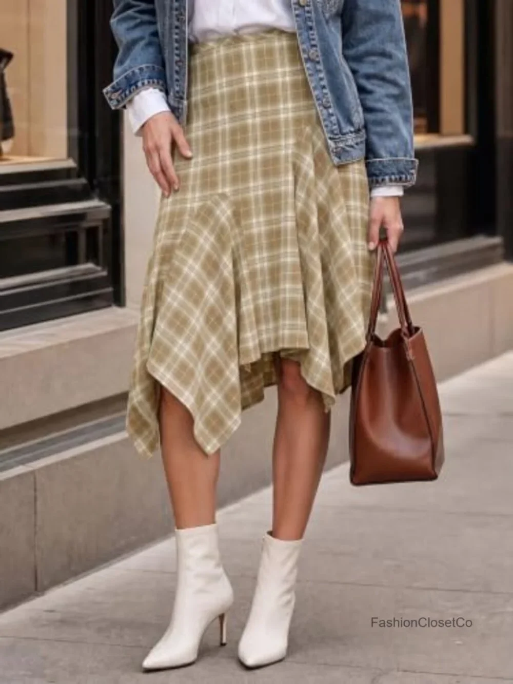 Women's Plaid Midi Skirt Y2K Low Waist Asymmetrical Flowy Grunge Pleated